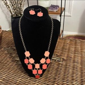 Pink necklace earring set